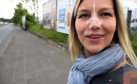 Dazzling European Girl Receives A Hot Cumload On Her Face