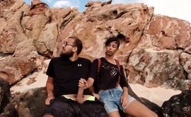 Naughty Teen Jerks Off Boyfriend's Meat Pole In Public