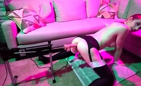 Camgirl In Stockings Gets Anally Drilled By Mechanical Toy