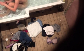 Voyeur Spies On A Beautiful Young Brunette In The Bathtub