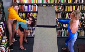 Milf teacher banged doggystyle by young man in the library