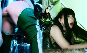 Exotic Teen Freak Hangs On For Relentless Pussy Pounding