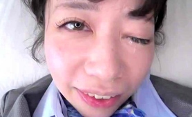 Japanese secretary in nylons gets fucked hard and facialized