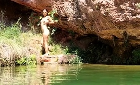 Wild Girl Posing Naked And Playing With Herself Outdoors