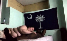 Chunky Brunette Wife Sucking And Fucking A Big Black Pole